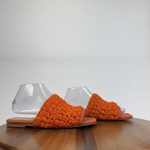 Womens Shekudo Amaro Knit Orange Leather Comfort Casual Slide Sandals Size EU 39